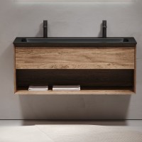 Тумба с раковиной Sancos Marmi 1.0 120 черная раковина, на двоих, дуб чарльстон