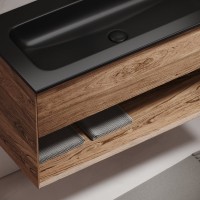 Тумба с раковиной Sancos Marmi 1.0 120 черная раковина, на двоих, дуб чарльстон