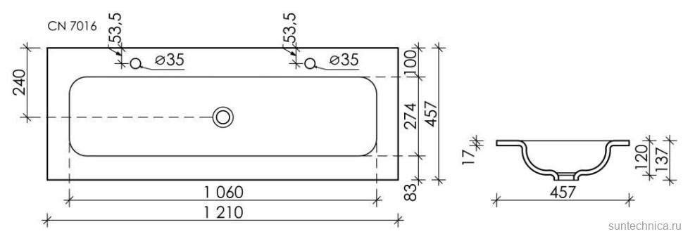 Тумба с раковиной Sancos Marmi 1.0 120 черная раковина, на двоих, дуб чарльстон