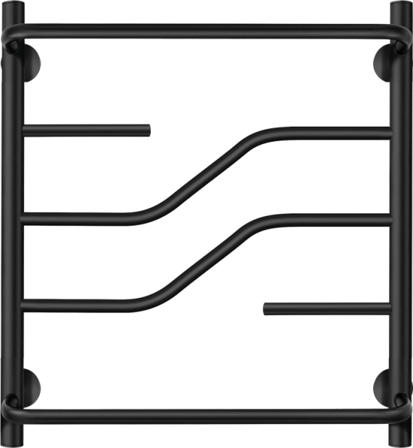 Полотенцесушитель водяной Secado Риволи СП 60x55 см, матовый черный, лесенка, с полкой