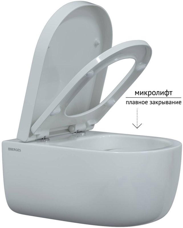 Унитаз подвесной Berges Ego XL Rimless 082124 с микролифтом