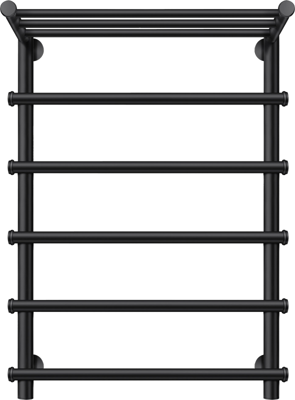 Полотенцесушитель электрический Secado Турин 1 СП 80x55 см, подключение справа, матовый черный, лесенка, с полкой