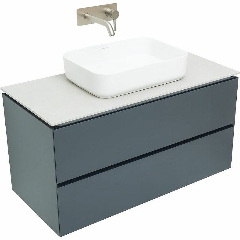 Тумба с раковиной Allen Brau Infinity 100 подвесная, антрацит матовый, столешница серый структ