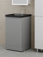 Тумба с раковиной Style Line Батлер Люкс Plus 50 напольная, матовая серая, раковина антрацит