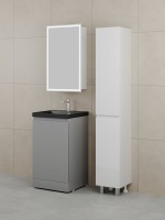 Тумба с раковиной Style Line Батлер Люкс Plus 50 напольная, матовая серая, раковина антрацит