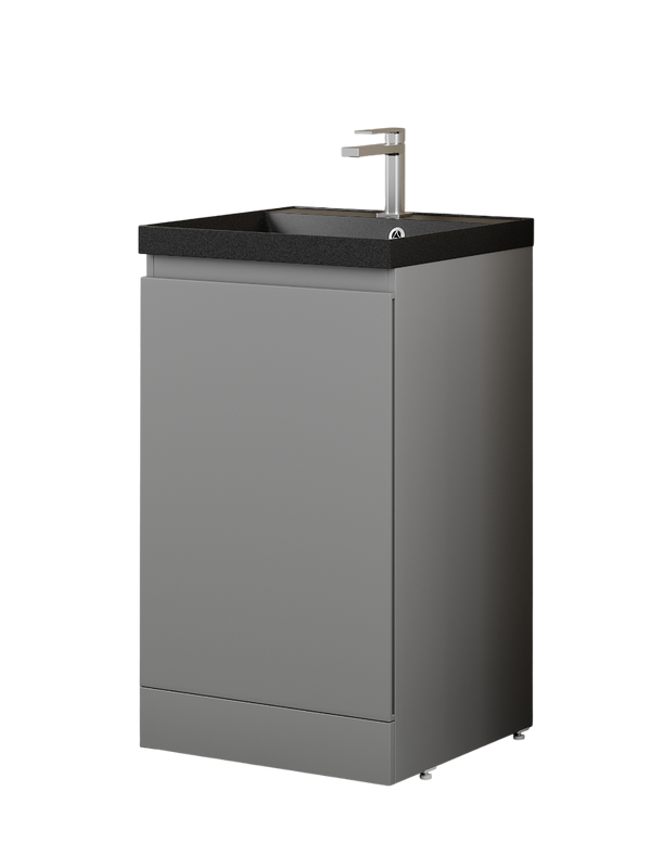 Тумба с раковиной Style Line Батлер Люкс Plus 50 напольная, матовая серая, раковина антрацит
