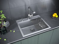 Мойка кухонная Paulmark Stepia + Step PM115951-GRM+R375-BS серый металлик