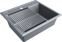 Мойка кухонная Paulmark Stepia + Step PM115951-GRM+R375-BS серый металлик