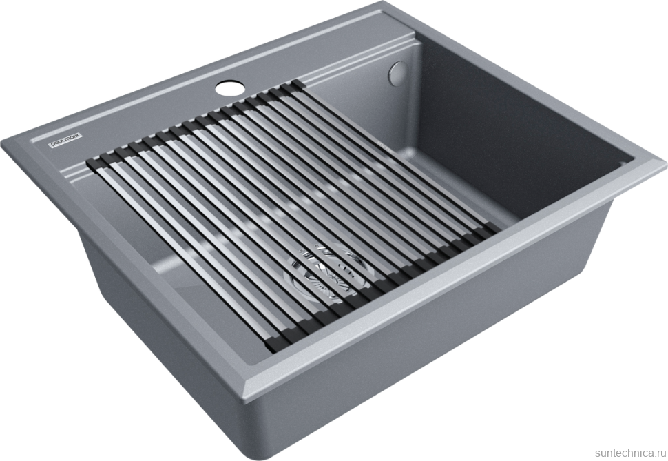 Мойка кухонная Paulmark Stepia + Step PM115951-GRM+R375-BS серый металлик