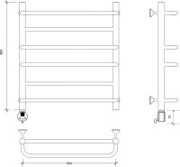 Полотенцесушитель электрический Secado Модена 2 L 65x55 см, подключение слева, хром, лесенка