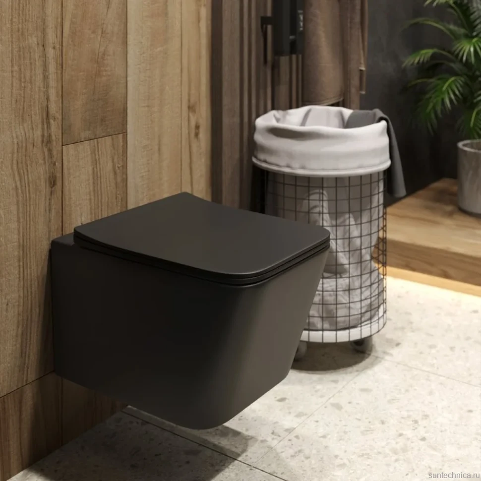 Унитаз подвесной BOND Cube F04-108 безободковый, с микролифтом, черный