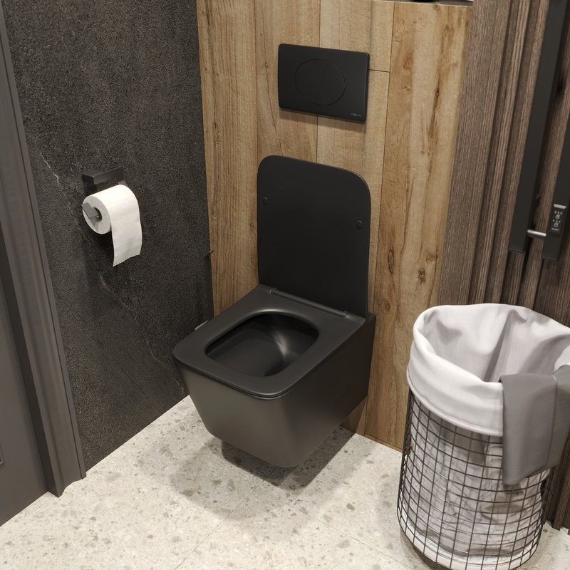 Унитаз подвесной BOND Cube F04-108 безободковый, с микролифтом, черный