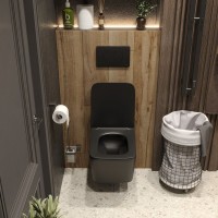 Унитаз подвесной BOND Cube F04-108 безободковый, с микролифтом, черный