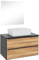 Мебель для ванной комнаты Runo Мальта 85 дуб, черная, раковина Tre 50