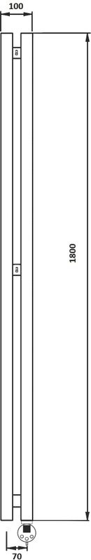 Полотенцесушитель электрический Secado Бергамо 2К 1800х70 180x10 см, подключение справа, хром, I-образный