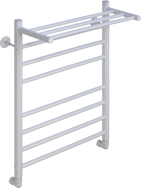 Полотенцесушитель водяной Comfysan Luce W-8 80х50 80x55 см, матовый белый, лесенка, с полкой