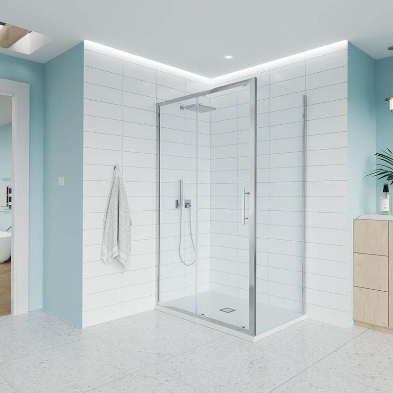 Душевой уголок Veconi Evo 100SP CH 110х120 см, профиль глянцевый хром, стекло прозрачное