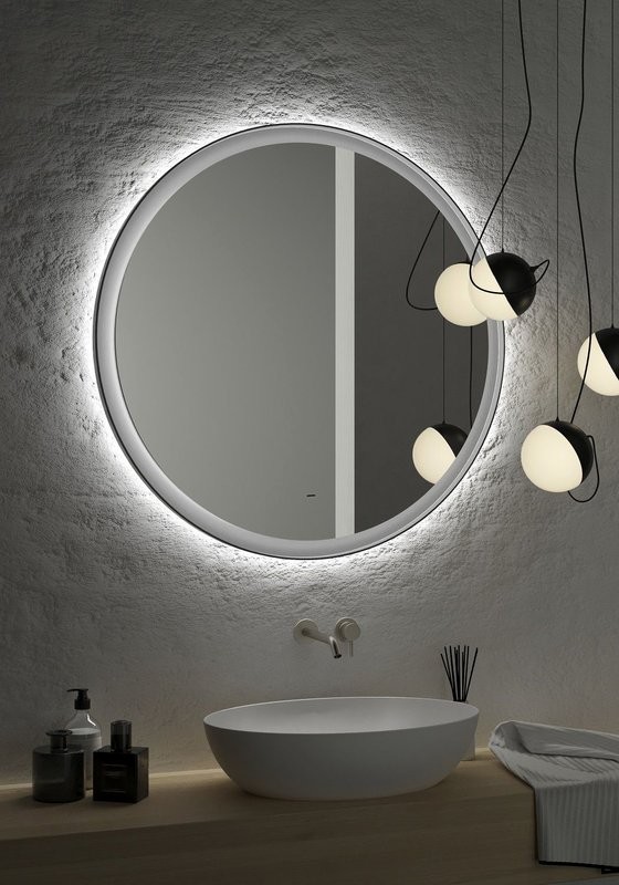 Зеркало круглое Art&Max Napoli AM-Nap-1000-DS-F-Grey 100х100 серое матовое, с LED-подсветкой, 6000k