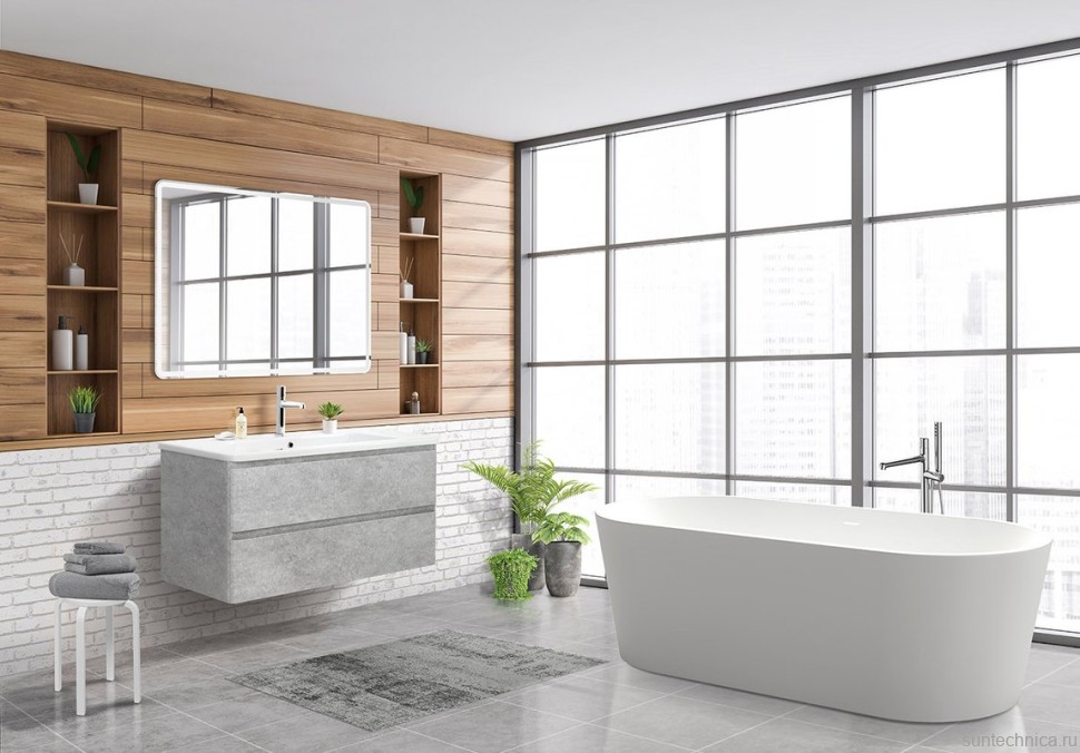Мебель для ванной комнаты BelBagno Albano-Cer 105 подвесная, cemento verona grigio