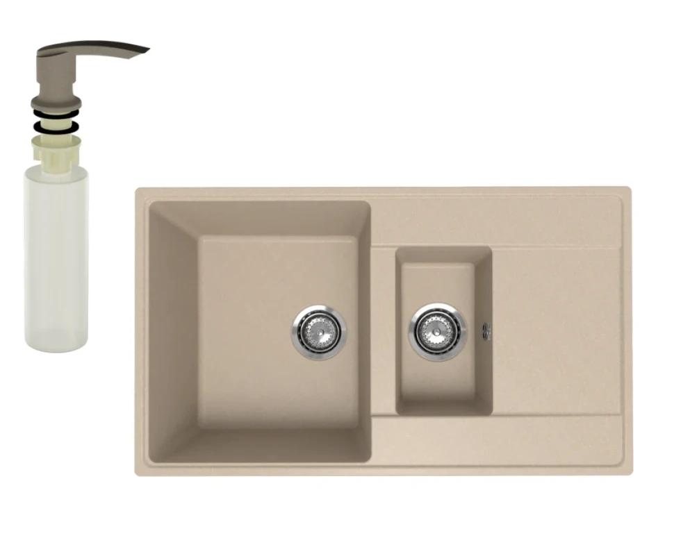 Мойка кухонная Ulgran Quartz Prima 860 десерт + дозатор UQ 02 десерт