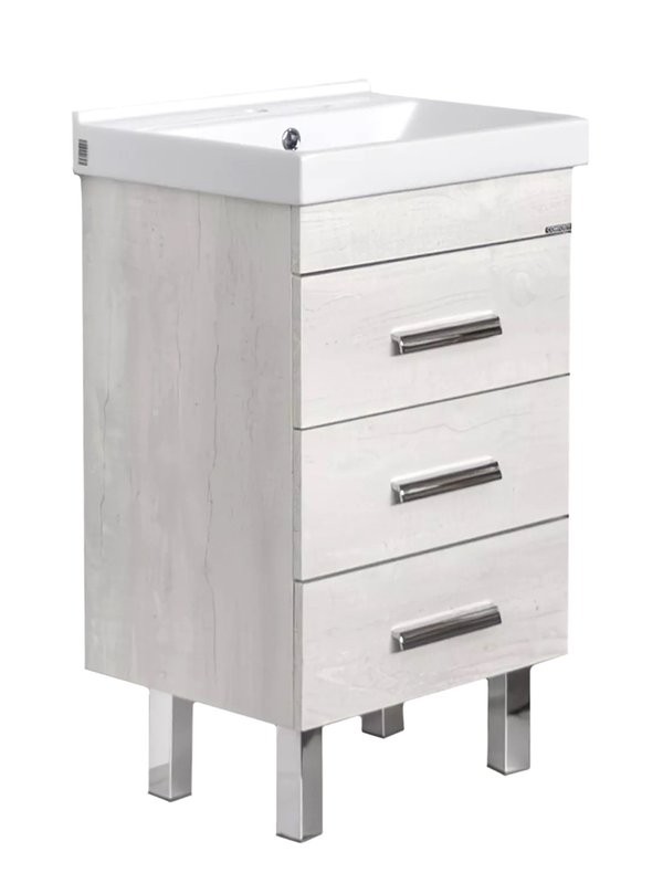 Тумба с раковиной Comforty Никосия 50Н напольная, белый дуб