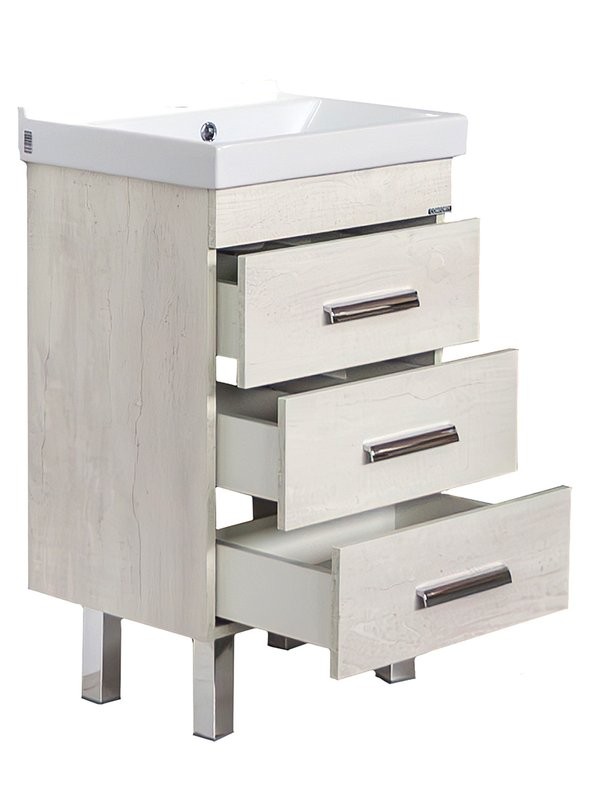 Тумба с раковиной Comforty Никосия 50Н напольная, белый дуб