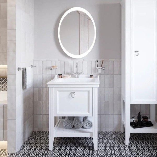 Мебель для ванной комнаты VitrA Valarte 65 матовая белая с зеркалом DIWO Ярославль 57 с подсветкой