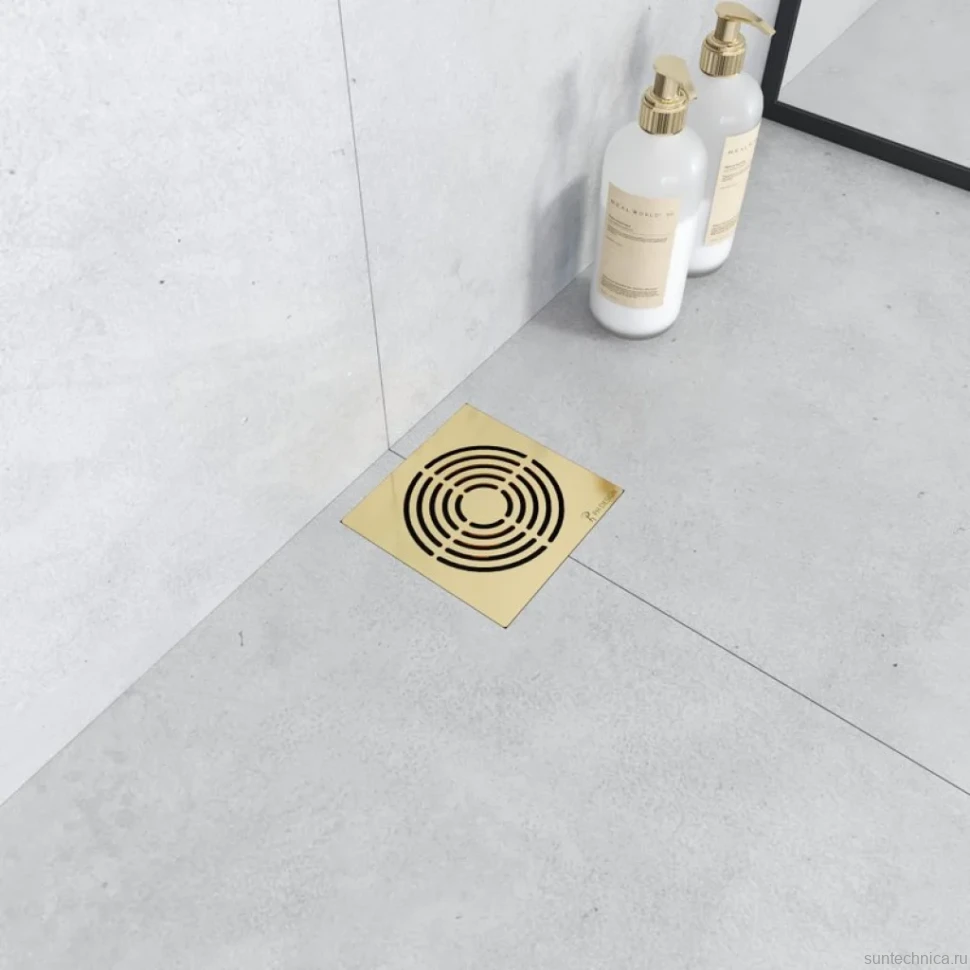 Душевой трап Boheme Smart Design 15x15 см, золото