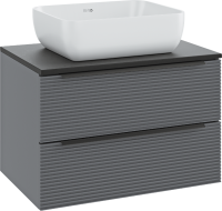 Мебель для ванной комнаты Runo Орлеан 70 серая, черная, раковина Cuatro 50