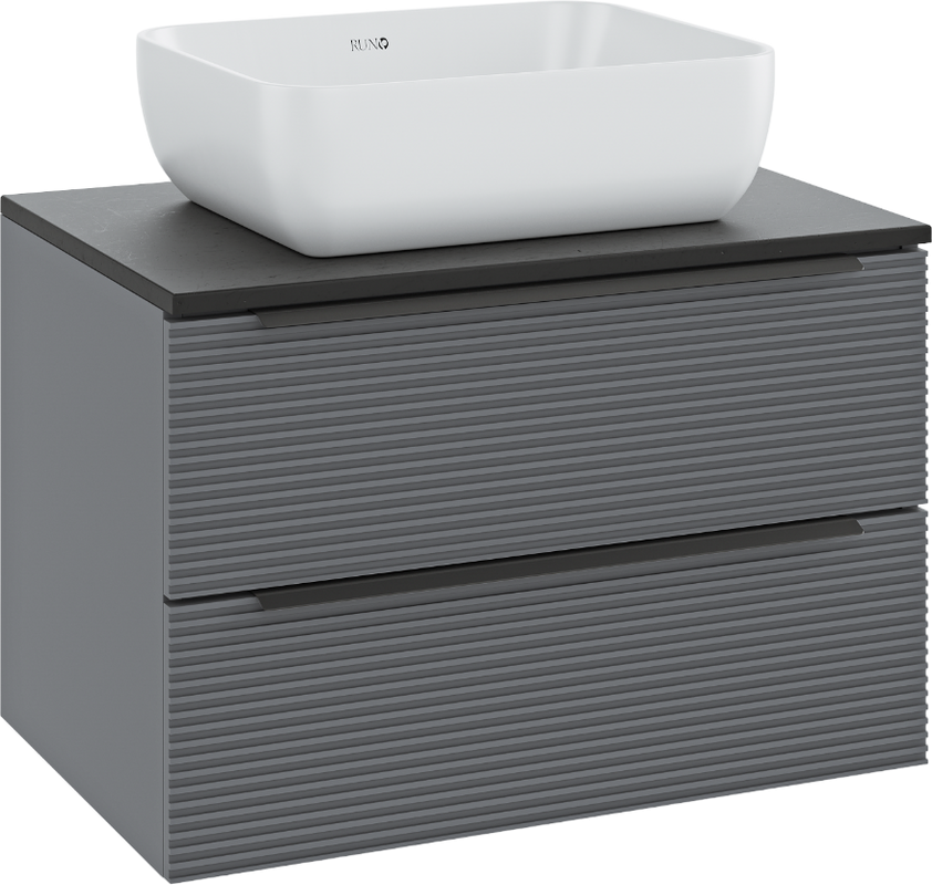 Мебель для ванной комнаты Runo Орлеан 70 серая, черная, раковина Cuatro 50