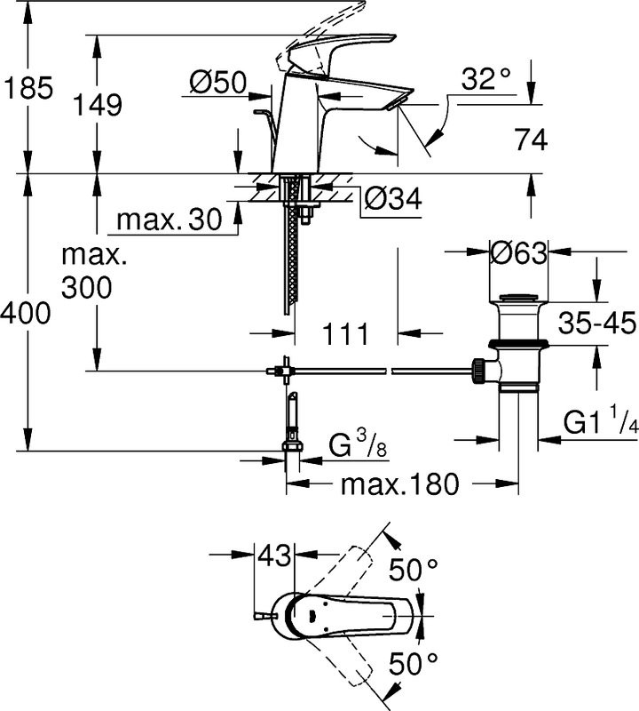 Смеситель для раковины Grohe Eurosmart 23965003