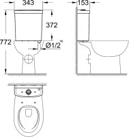 Унитаз-компакт напольный Grohe Bau Ceramic 39349000 безободковый, бачок 39436000