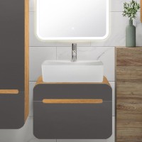 Мебель для ванной комнаты Runo Ницца 60 дуб натуральный, графит, раковина Lavello 50