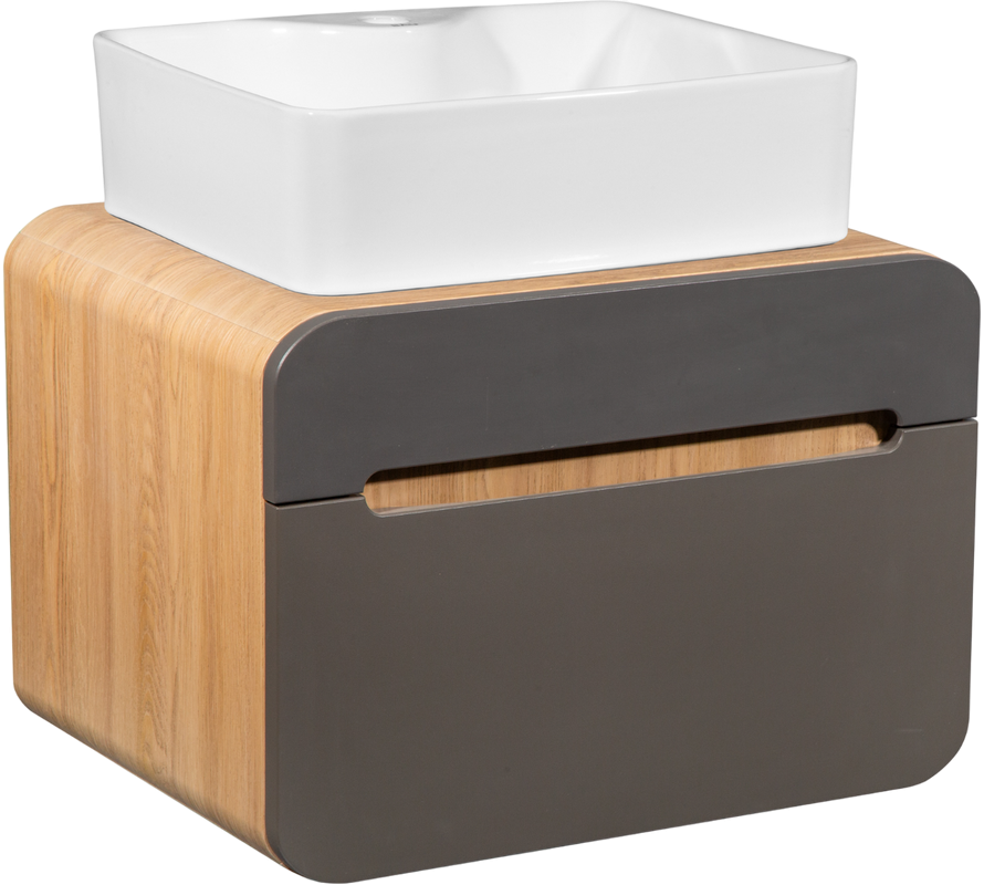 Мебель для ванной комнаты Runo Ницца 60 дуб натуральный, графит, раковина Lavello 50