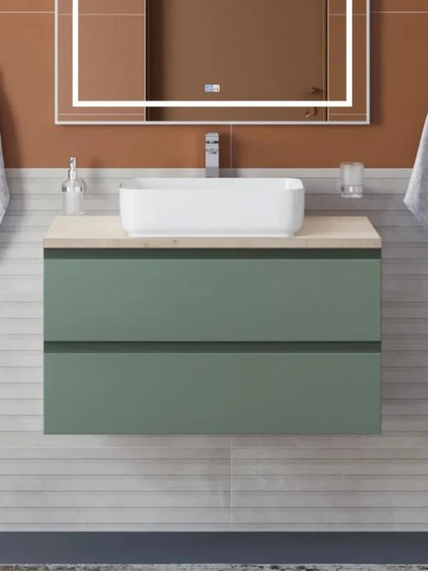 Тумба под раковину со столешницей BelBagno Kraft 80 подвесная, матовая еловая, столешница kep-80-mco