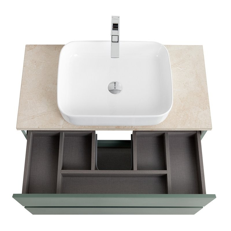 Тумба под раковину со столешницей BelBagno Kraft 80 подвесная, матовая еловая, столешница kep-80-mco