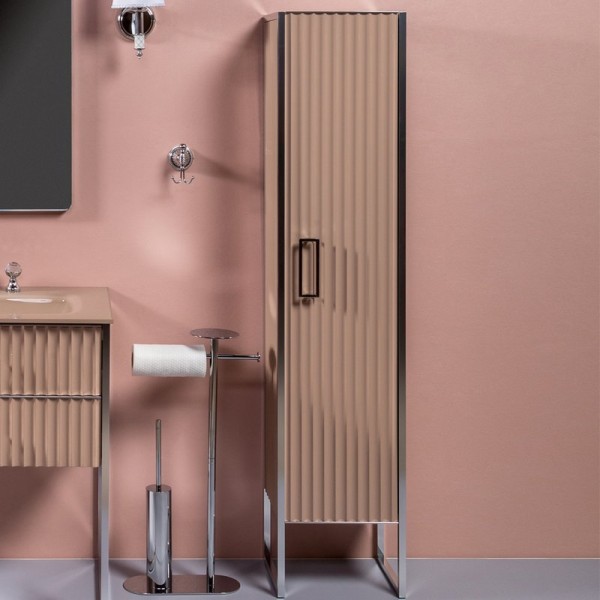 Шкаф пенал для ванной Armadi Art Monaco R, капучино, хром