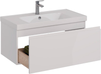 Тумба с раковиной Lemark Veon mini 90 белая глянцевая, 1 ящик