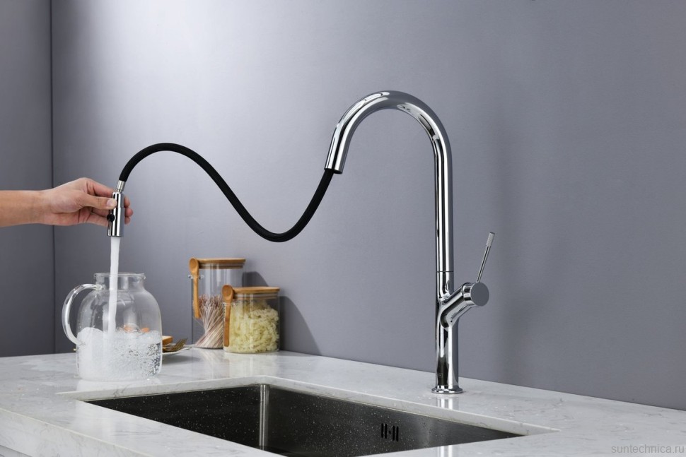 Смеситель для кухни AQUAme Cucina с выдвижным изливом AQM9905CR