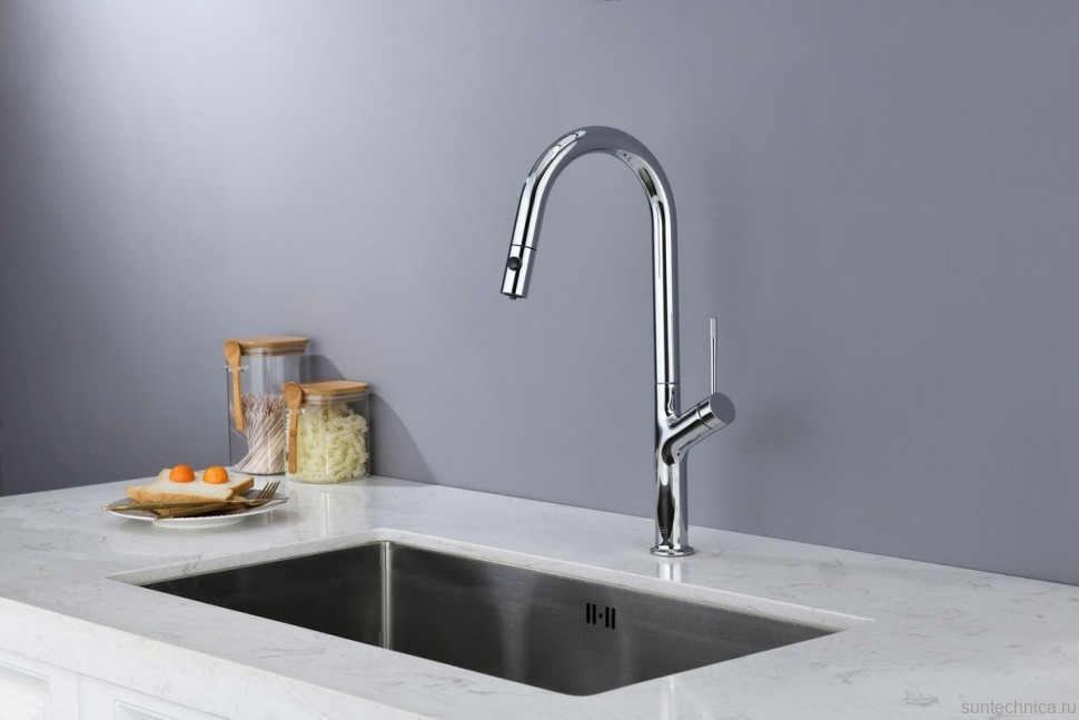 Смеситель для кухни AQUAme Cucina с выдвижным изливом AQM9905CR