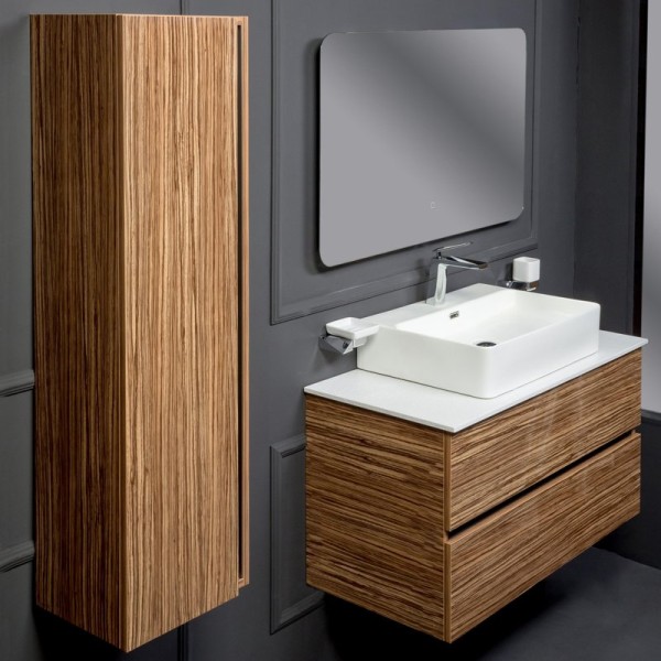 Мебель для ванной комнаты Armadi Art Vallessi 100 со столешницей белая, зебрано