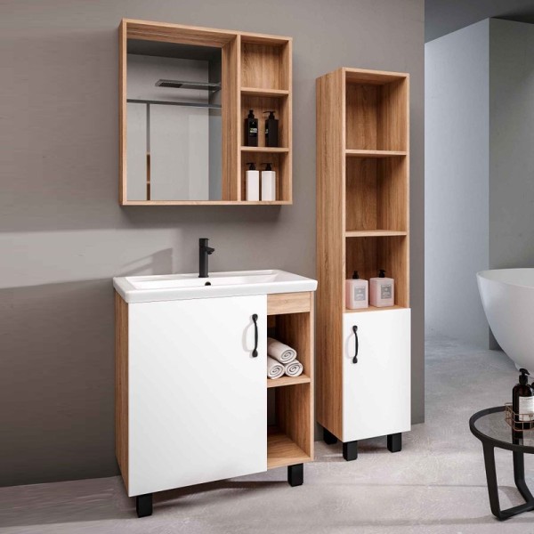 Мебель для ванной комнаты Grossman Флай 70 дуб сонома, белая