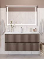 Мебель для ванной комнаты BelBagno Uno 120 подвесная, 2 ящика, матовая бежевая