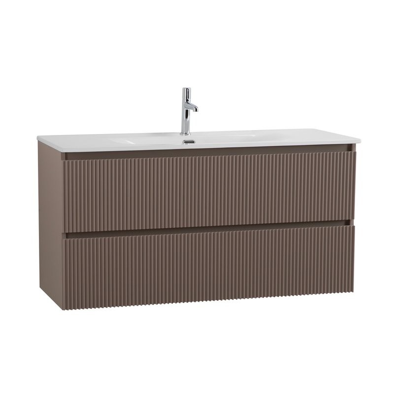 Мебель для ванной комнаты BelBagno Uno 120 подвесная, 2 ящика, матовая бежевая