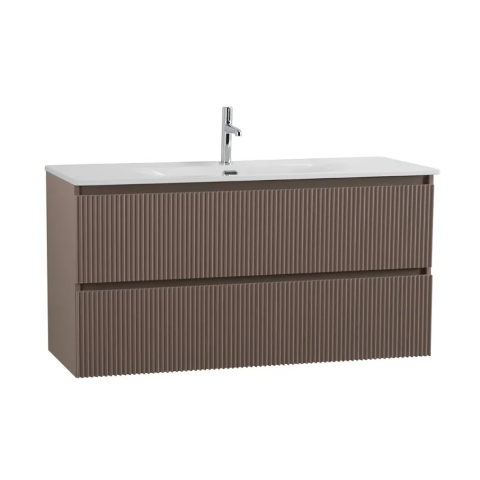 Мебель для ванной комнаты BelBagno Uno 120 подвесная, 2 ящика, матовая бежевая