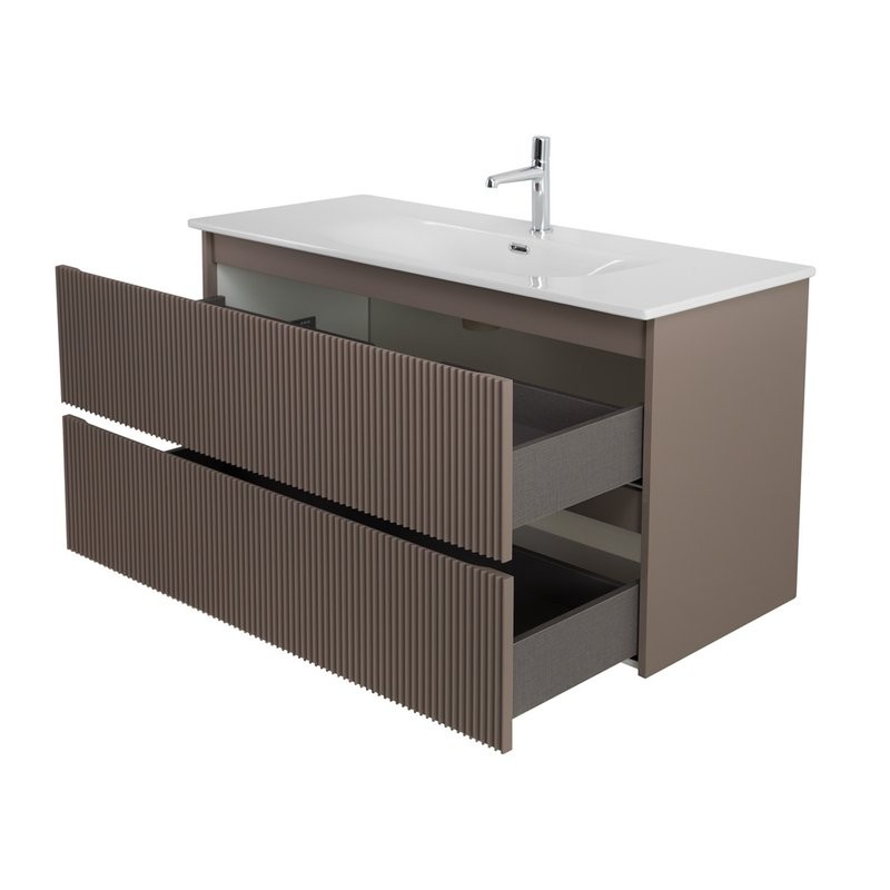 Мебель для ванной комнаты BelBagno Uno 120 подвесная, 2 ящика, матовая бежевая