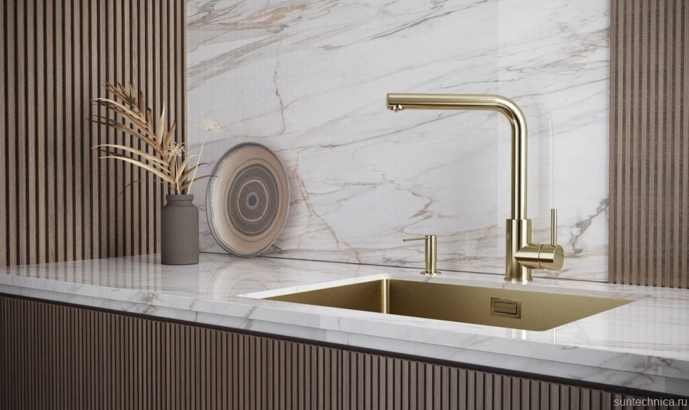 Смеситель для кухни Paulmark Twin Tw213622-LG светлое золото