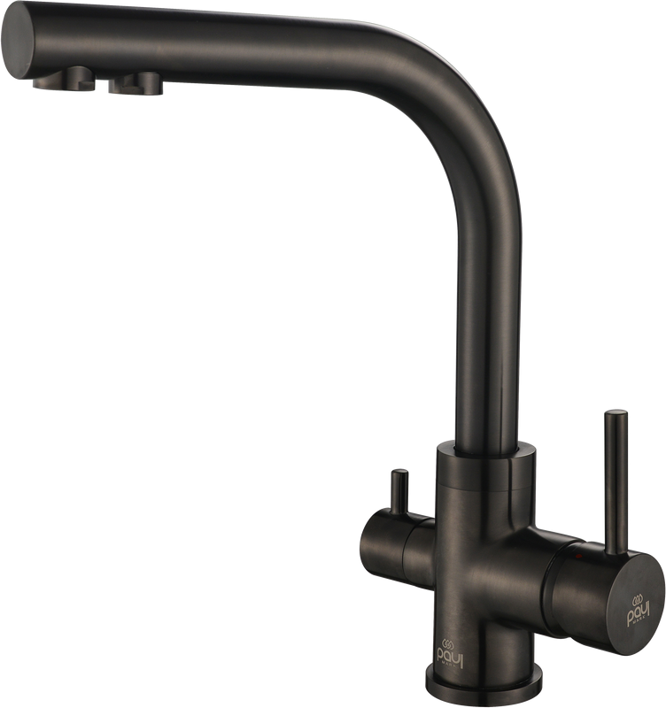 Комплект Мойка Paulmark Vista PM304444-GM вороненая сталь + Смеситель Essen 213011-GM вороненая сталь + Измельчитель Bort Master Eco