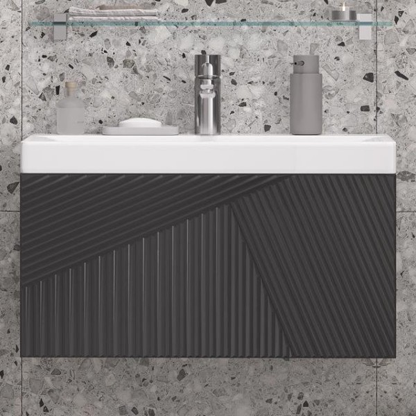 Тумба с раковиной Velvex Edge 70.1Y подвесная, графит