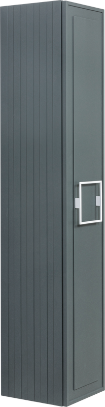 Шкаф пенал для ванной La Fenice Cubo серый, ручка белая